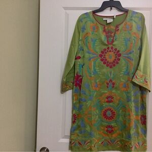 Gretchen Scott Designs Green Floral Tunic